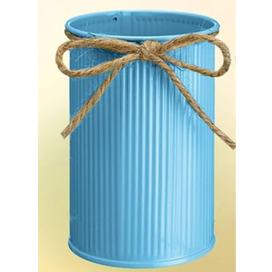 Rustic Vase for Table Centerpieces 4.33 Inch Small Petite Flower Vase with Twine Bow Vintage Farmhouse Decor for Wedding Reception Dining, Home Galvanized Metal Buckets(Haze Blue,12 Pcs)