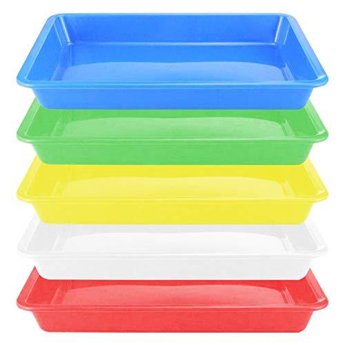 Plastic Art Trays - 5 Piece Stackable Activity & Craft Organizer, Serving & Jewelry Tray for DIY Projects, Painting, Beads (11 x 8.3 x 1.2 inch)