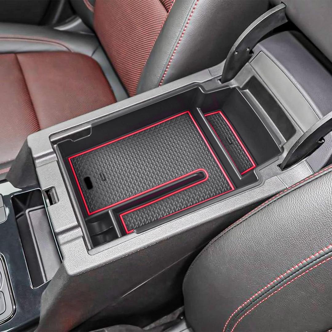 EDBETOS Center Console Organizer Tray Compatible with Chevy Blazer Accessories 2019 2020 2021 2022 2023 2024 2025 2026 Interior Secondary Armrest Storage Glove Box Divider ABS Material, Red Trim