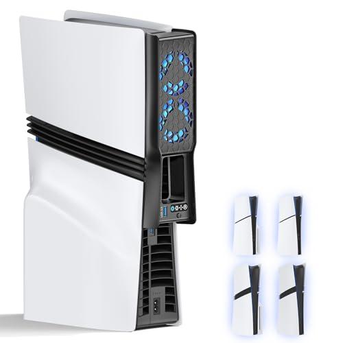 Auto Cooling Fan for PS5 Slim/Pro Console, Silent PS5 Accessories Cooling System with Adjustable Speed, Efficient Plug-in PS5 Fan Cooling Fan for PlayStation DISC&Digital, Not for Original PS5, Black