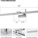 LED Bathroom Vanity Light, Modern Bathroom Light Fixture Over Mirror (3000K/4000K/6000K, Dimmable), Vanity Light Bar with Angle Adjustable, 24 Inch, Chrome