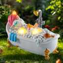 WINTS Solar Garden Gnome, Resin Bathing Figure Outdoor Decorations with Cute Solar Lights for Lawn, Yard, Garden, Funny Gnome Gifts for Women, Birthday