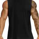 MIER Mens Workout Tank Tops Quick Dry Sleeveless UPF 50+ Muscle Tee Shirts for Athletic Gym Running Swim Beach Training (Medium, Black)