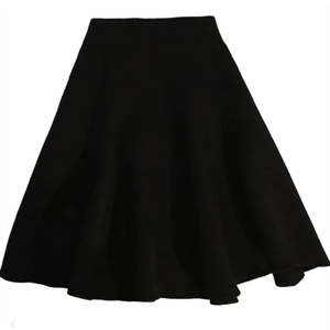 Women Solid Knitted Mini Skirt Elastic High Waist A Line Pleated Thick Vintage French Skirt Fall Winter M