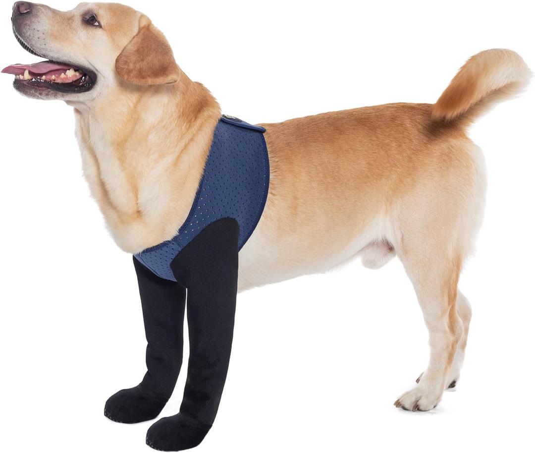 COODEO Dog Socks & Paw Protectors - Front Paws Only, Non-Slip Waterproof Dog Boots to Prevent Paw Licking, Protect Wounds & Aids Post-Surgery Recovery (Blue, 2XL)