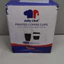 JOLLY CHEF 100 Pack 12 oz Disposable Coffee Cups Hot Beverage Paper Coffee Cups with Lids, Sleeves and Stirrers (Black and White)