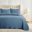 IR Imperial Rooms Queen Quilt Bedding Set Size (90" x 96") + 2 Pillow Shams (20" x 26"+ 2") - 3 Pcs Summer Season Lightweight Reversible Microfiber Coverlet Embossed Quilt Bedspread (Light Blue)