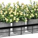 DILATATA Baby's Breath Artificial Flowers Table Centerpiece Decoration Potted Artificial Babys Breath Small Fake Plants for Shelf Desk Home Decor Fake Yellow Babys Breath Flower with Vase