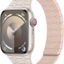 Amizee Magnetic Bands Compatible with Apple Watch Band 49/46/45/44/42/41/40/38mm Women Men, Sport Silicone Strap for iWatch Ultra 3/2/1 Series 11 10 9 8 7 6 5 4 SE3/2/1 (42/41/40/38, Starlight Pink)