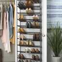 Whitmor 36 Pair Over the Door Shoe Organizer, 12 Tier Hanging Shoe Organizer, Heavy Duty Metal & Mesh Shoe Holder, Hanging Shoe Rack for Closet Storage, 69"L x 21.7"W x 7.5"H, Gunmetal Gray