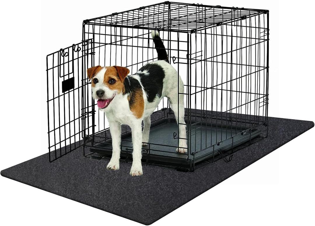 Non-Slip, Waterproof Dog Playpen Mat - Absorbent Dog Crate Mat Liner Protects Floors - Soft, Reusable, Ideal for Puppies & Seniors (Black, 29" x 48")