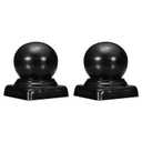 uxcell 2Pcs 2x2in Fence Post Caps, Decorative Ball Top Dome Iron Deck Post Cap Cover Waterproof Fit for Outdoor Square Metal Wood Fence Deck Mailbox Patio, Black