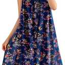 YESNO Summer Dresses for Women Casual Boho Floral Sundresses Sleeveless Scoop Neck Beach Tank Dresses EVS (M)
