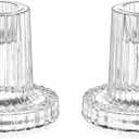 Hewory Candle Holder Glass Candlestick Holders: 2 Pcs Clear Taper Candle Holders for Candlesticks, Small Glass Candle Stick Candle Holder for Table Centerpiece Living Room Wedding Party Decor