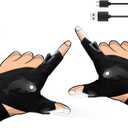 LED Rechargeable Flashlight Gloves, Valentines Day Gifts for Him Men Boyfriend Husband, Unique Gift for Fathers Day Christmas Birthday, Cool Gadget Hands-Free Light Gloves for Repairing Fishing DIY