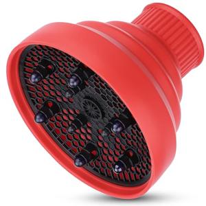 Segbeauty Collapsible Blow Dryer Diffuser, Travel Portable Hair Diffuser for Natural Curly Hair, Professional Lightweight Folding Diffuser Attachment for Dryers Nozzle 1.54 to 1.69 inches Red