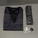 Hi-Tie Mens Suit Vest and Tie Set V-Neck Silk Paisley Formal Waistcoat Necktie Pocket Square Set for Wedding (Small, Dark Grey)