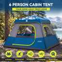 6 Person Instant Cabin Tent with Rainfly, Easy Setup Family Camping Tent