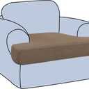 H.VERSAILTEX Stretch T Cushion Chair Sofa Slipcover T Cushion Covers for Living Room Armchair Couch Cover T Cushion Slipcover Seat Cover with Elastic Bands Thicker Jacquard Fabric, Macchiato