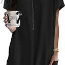 Poetsky Summer Womens Tunic Tops for Leggings with Pockets Short Sleeve Casual Long T Shirts S-3XL (Large, Black)