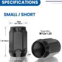 GAsupply 12x1.25 Lug Nuts Black, Closed End Bulge Acorn Lug Nuts Cone Seat 1.38" 35mm Tall 3/4" 19mm Hex, 20 Pack