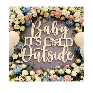 Baby It's Cold Outside Sign for Backdrop,Wooden Baby Shower Sign for Winter Wall Decoration for Gender Reveal Birthday Christmas Party Decorations Supplies(17inch*11.7inch)