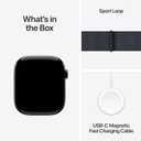 Apple Watch Series 10 [GPS 46mm case] Smartwatch with Jet Black Aluminum Case with Ink Sport Loop. Fitness Tracker, ECG App, Always-On Retina Display, Carbon Neutral (46mm case + Medium/Large band)