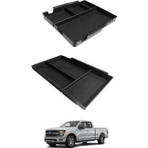 Muslogy Jump Seat Center Console Organizer Compatible with Ford F150 2021-2025 2026 Accessories Underseat Storage Insert Box Console Armrest Divider(Jump Seat ONLY) - 2PCS, Upper & Lower