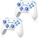 PPKKAI Switch Controllers 2 Pack, Wireless Switch Pro Controller for Nintendo Switch/Lite/OLED, Gaming Controller with Hall Effect Joysticks/Programmable/Adjustable Dual Vibration, Blue-White
