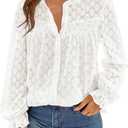 PRETTYGARDEN Women's Lace Long Sleeve Button Down Blouse (M)