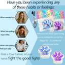 2PCS 4 " Large Cat Paw Taba Squishy Toy,Cat Paw Fidget Toy for Stress Relief, Fluffy Cat paw Sensory Fidget Toy, Handmade Taba Soft Big Cat Paw Silicone Squeeze Toy(Blue+Purple)