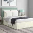 Magic Bed Skirt King Size 16 Inch Drop 100% Cotton Blend No Mattress Lifter Wrap Around Bed Skirt with Pleated Split Corners - Color Cream