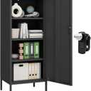 Steehoom Metal Locker Cabinet Lockable Storage Cabinet Black 4 Tier Employee Lockers for Home, School, Office, Garage, Bathroom H49.21'' (Black)