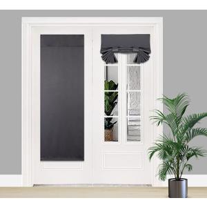 PI Blackout French Door Curtain,Privacy Thermal Insulated Window Shades for Front Entry Back Glass Door Window/Sliding Door/Patio Door 1 PanelSelf Adhesive No Drill(W26XL68,Dark Grey)
