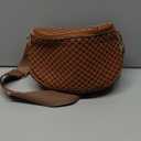 FODOKO Woven Crossbody Bag for Women Woven Leather Bum Bags Checkered Cross body Bags with zipper Woven Brownc2