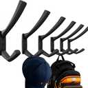 Heavy Duty Wall Hooks, 5 Inch Large Wall Mount Hooks for Hanging Heavy Backpacks, School Bags, Winter Coat, Handbags, Purses in Entryway, Hallway, Garage, Bathroom, Laundry (6, Black)