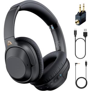 YMOO Bluetooth 5.3 Hybrid Active Noise Cancelling Headphones for Airplane Travel, Wired and Wireless ANC Headphones, 80H Playtime Over Ear Headphone, Bluetooth Headset with Mic for Adults (Y7Pro)