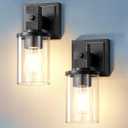 EDISHINE Wall Sconces Set of 2, Vintage Vanity Light Fixtures with Clear Glass Shade & Bronze Finish, 1-Light Wall Mount Lamp for Bathroom, Hallway, Living Room, Mirror, Kitchen