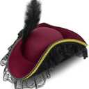 Pirate Costume Hat Women,Pirate Accessories Halloween Costume,Renaissance Tricorn Hat for Adults