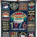 50th Birthday Gifts for Him, Vintage 1976 Throw Blanket for 50 Year Old Man, Dad, Husband, Soft Flannel 50th Birthday Blanket & Party Decorations Ideas, 50"x60"