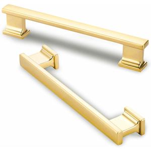 GOFFIDECO 10 Pack 6 Inch Length|5 Inch(128mm) Hole Center Brushed Gold Kitchen Cabinet Handles, Cabinet Pulls Kitchen Cabinet Hardware, Cupboard Pulls, Drawer Handles