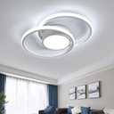 15.7 Modern LED Ceiling Light Fixture, 39W Semi Flush Mount Ceiling Light, 6500K Cool White Light 2 Ring Creative LED Ceiling Light Fixtures for Bedroom, Living Room, Kitchen, Hallway