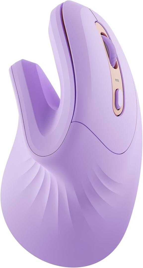 seenda Ergonomic Mouse with Jiggler - Wireless Vertical Mouse with Multi Device Connection (Bluetooth or USB), Reduces Wrist Strain, Quiet Click, Compatible with PC, Laptop, Mac, Windows (Purple)