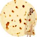 SeaRoomy Burritos Tortilla Throw Blanket, Tortilla Wrap Blanket, Novelty Tortillas Round Giant Round Soft Blankets for Adults and Kids (Yellow, 60 Inches)