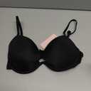 IHOIU Push Up Bra Deep Plunge Thick Padded Add Cup Smooth T Shirt Bras Underwire Demi Low Cut Molded Bralette(Pure Black, 34D)