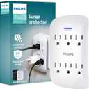 Philips 6-Outlet Extender Surge Protector, Wall Tap, 900 Joules, 3-Prong, Space Saving Design, Protection Indicator LED Light, ETL Listed, White, SPP3461WA/37