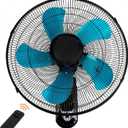 18 Inch Wall Mount Fan with Remote High Velocity Wall-Mounted Fans, 3-speed Wall Oscillating Quiet Fan with 18" Blades Adjustable Tilt and Timing for Bedroom Gym Office Warehouse Garage