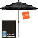 EliteShade USA 10-Year-Non-Fading 9Ft 3 Tiers Market Umbrella Patio Umbrella Outdoor Table Umbrella with Ventilation, Black