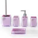 Purple Bathroom Accessories Set, Soap Dispenser, Soap Dish, Toothbrush Holder, Tumbler, Toilet Brush and Holder, Acrylic Bathroom Accessories Set Complete, Modern Bathroom Décor, Gift for Home (Purple)