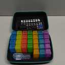 Monthly Pill Organizer 2 Times a Day, with Portable Hard Shell, Pill Cutter, 31-Day Box, Plastic Opening Pick, Monthly & Weekly Stickers, Convenient Medication Management (Black, 2 Times a Day)